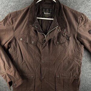 Barbour International Duke TR Waxed Jacket Coat Zip 2XL Red Brown Insulated